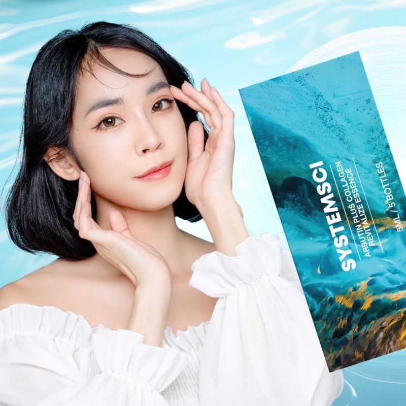 Systemsci ซิสเทมไซน์ SYSTEMSCI ARBUTIN PLUS COLLAGEN REVITALIZE ESSENCE บูสเตอร์หน้าใสน้ำสีฟ้า 
